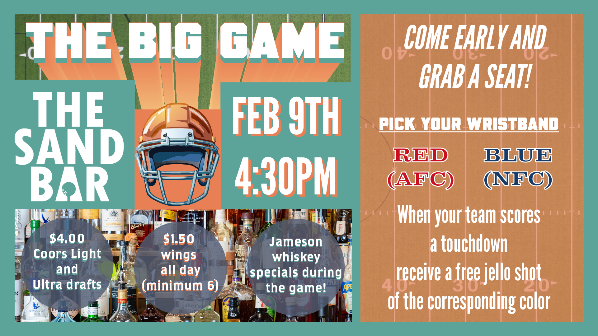 Watch the Big Game at the Sand Bar, Windsor