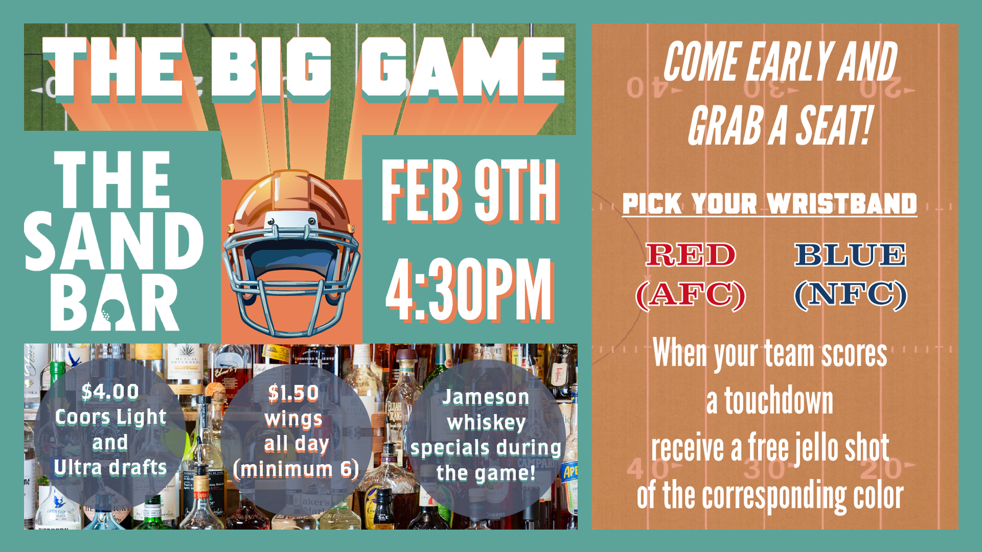 Watch the Big Game at the Sand Bar, Windsor